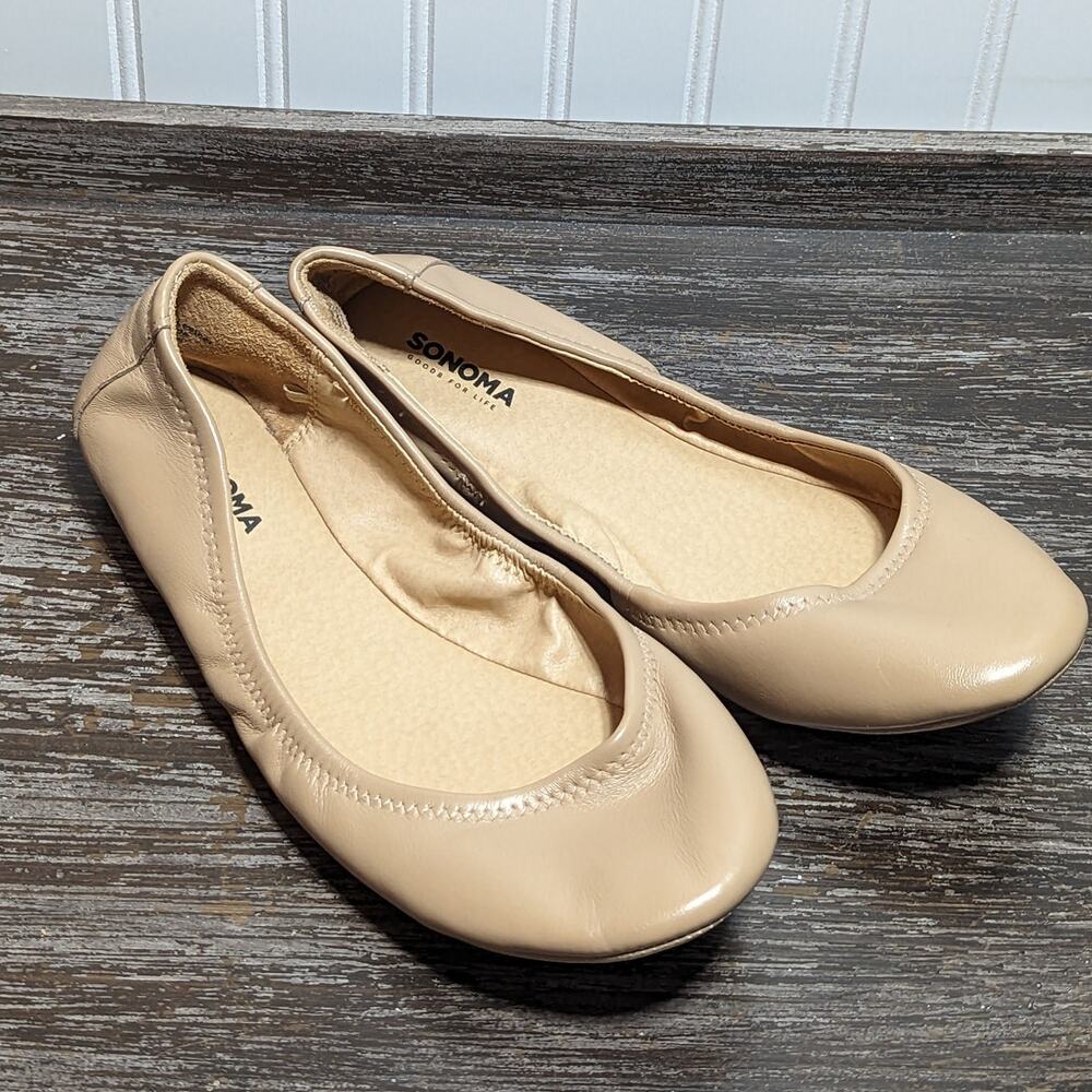 Sonoma Women's Blush/Beige Leather Ballet Comfort Flats Size 9.5 M